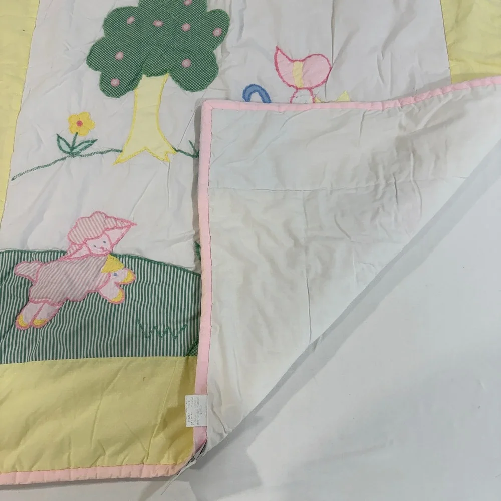 Baby Togs Vintage Bo Peep Sheep Nursery Quilt Blanket Pastel Applique 35x45